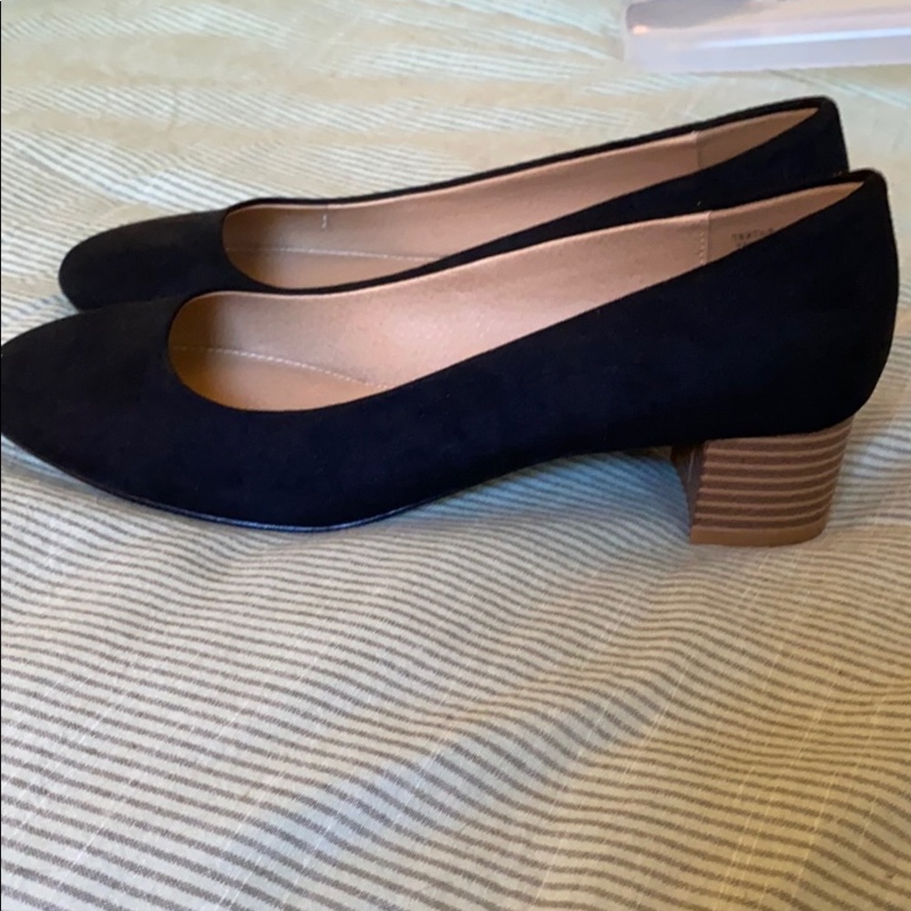 Loft black block heels, new in box!